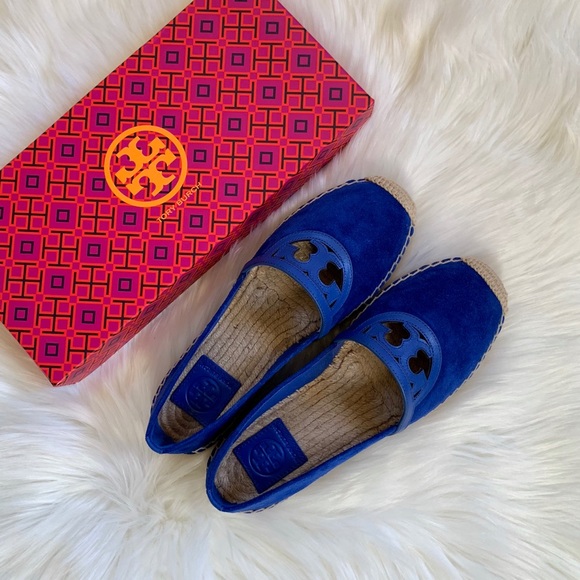 Tory Burch Jelly Blue Suede Sidney Espadrille Flat - Picture 2 of 8